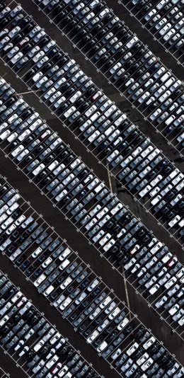 [2436x1125]停车场 汽车 停泊 排列 密集 苹果手机壁纸图片