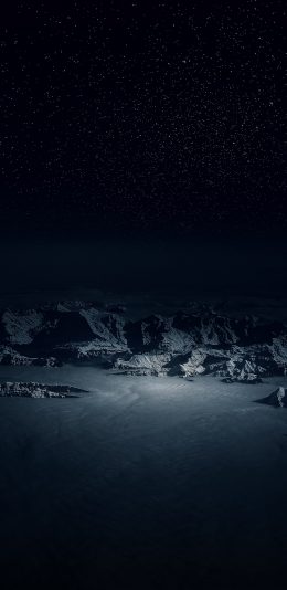 [2436x1125]先看看 雪山 夜空 黑暗 苹果手机壁纸图片