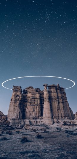 [2436x1125]光圈 砂石 星空 地质 夜 苹果手机壁纸图片