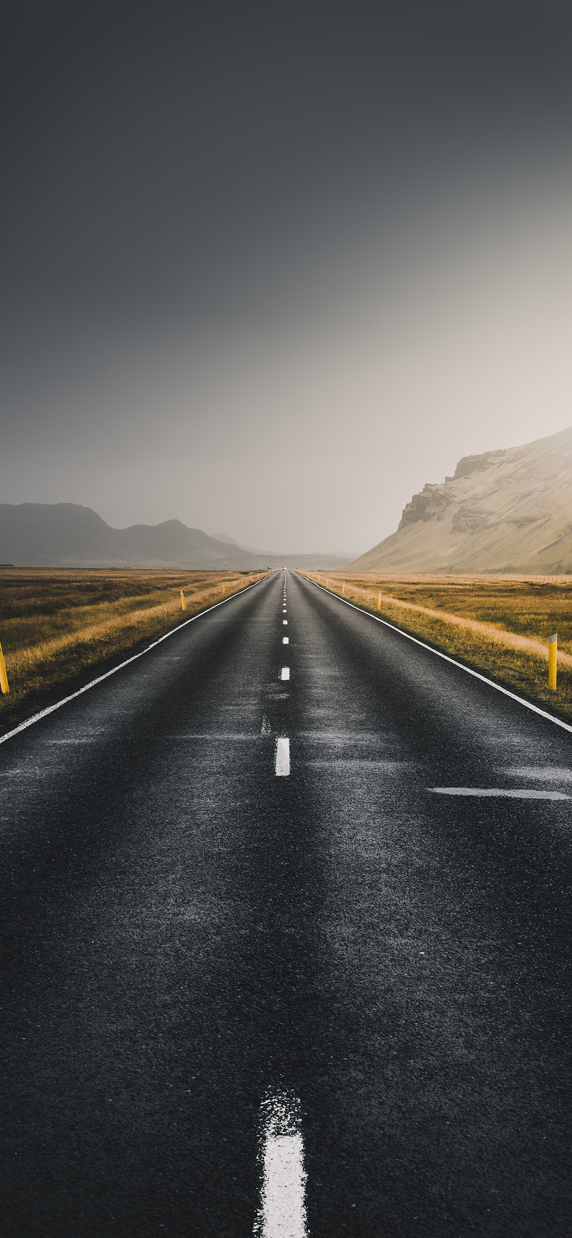 [2436×1125]公路 一望无际 荒无人烟 苹果手机壁纸图片