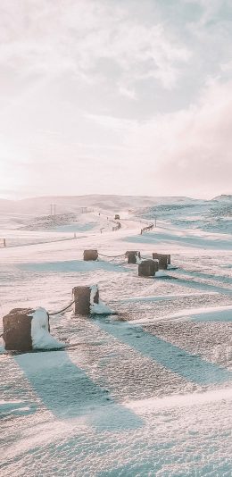 [2436x1125]冬季 郊外 雪地 阳光 唯美 苹果手机壁纸图片