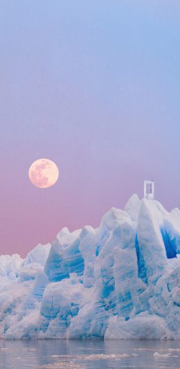 [2436x1125]冰川 太阳 水面 倒影 苹果手机壁纸图片