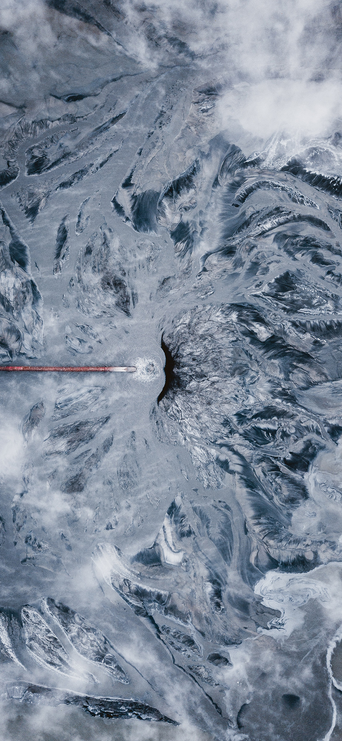 [2436×1125]冰面 结冰 寒冷 裂痕 苹果手机壁纸图片