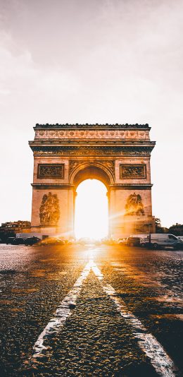 [2436x1125]凯旋门 欧洲 阳光 建筑 苹果手机壁纸图片