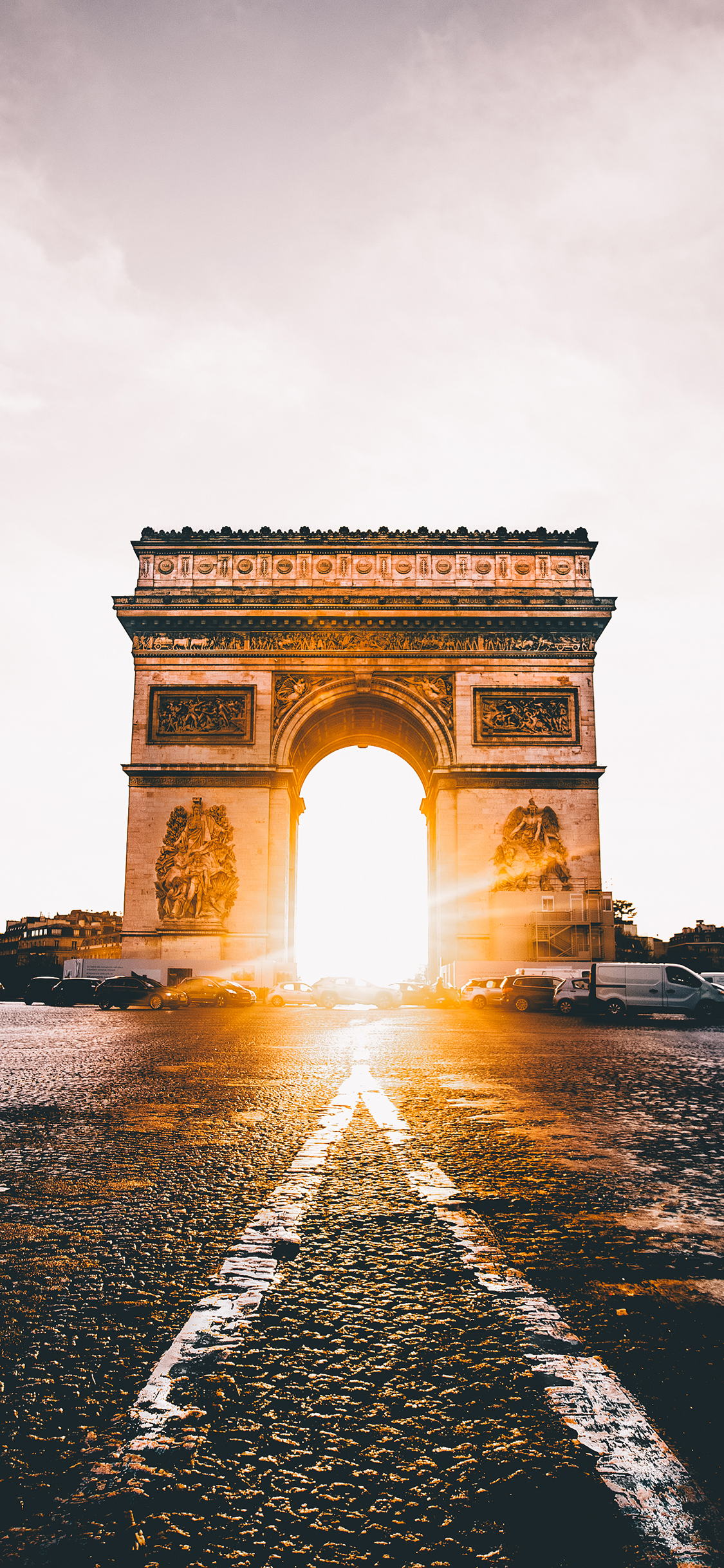 [2436×1125]凯旋门 欧洲 阳光 建筑 苹果手机壁纸图片