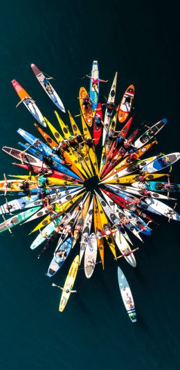 [2436x1125]创智 围绕 圆圈 划艇 苹果手机壁纸图片