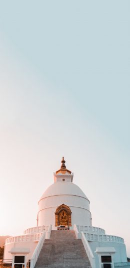 [2436x1125]印度尼泊尔 世界和平塔 寺院 苹果手机壁纸图片