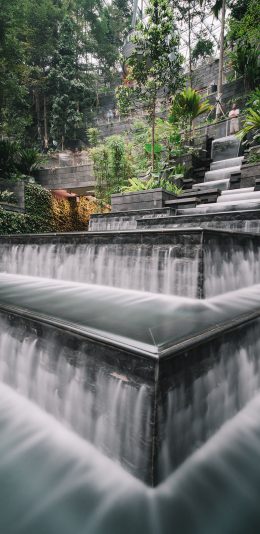[2436x1125]园林 设计 喷泉 景点 台阶 苹果手机壁纸图片