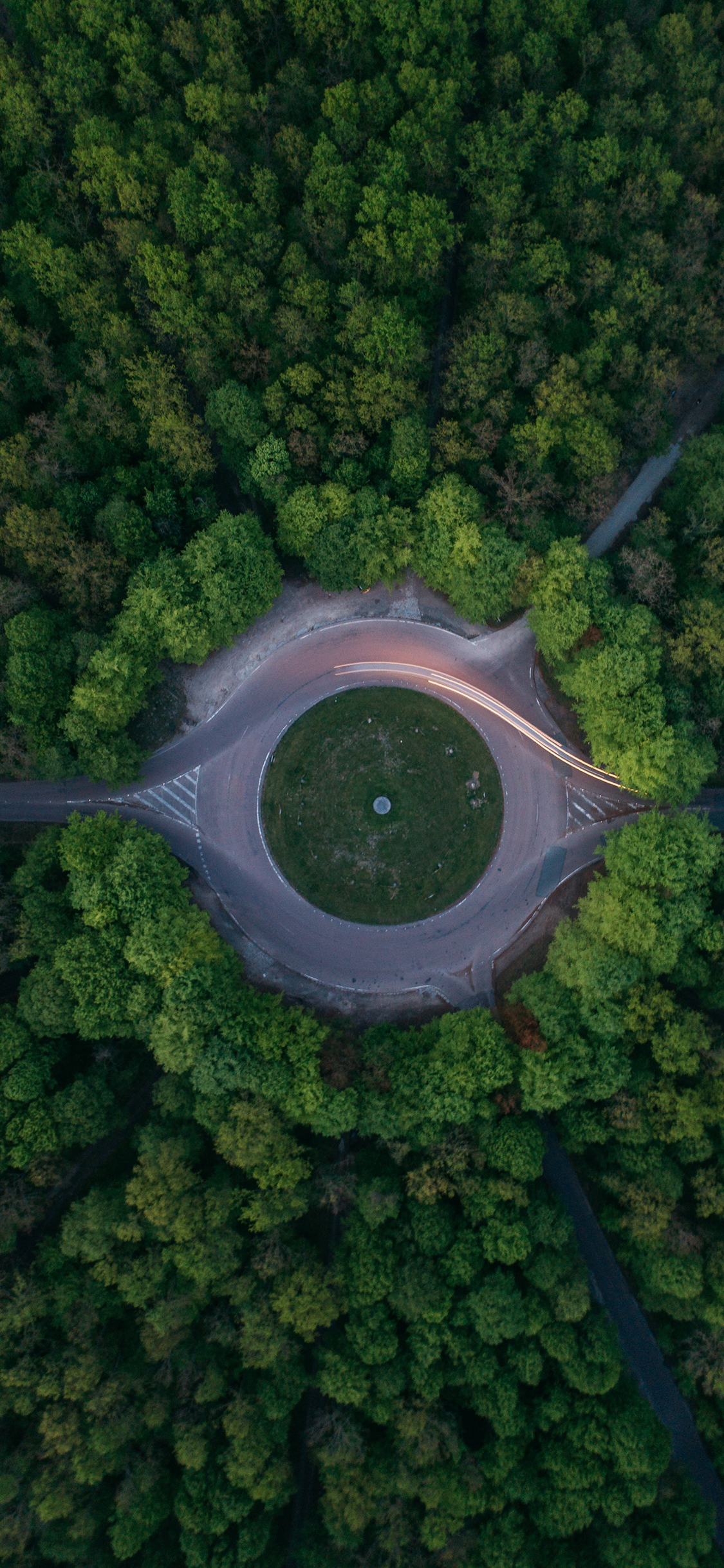 [2436×1125]圆盘 公路 树林 俯拍 苹果手机壁纸图片
