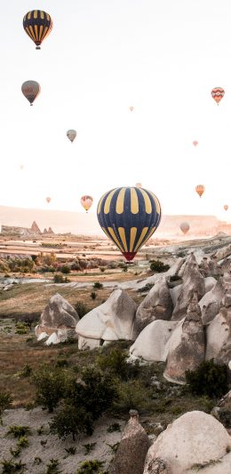 [2436x1125]土耳其 景点 岩石 热气球 浪漫 苹果手机壁纸图片
