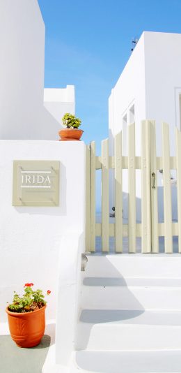 [2436x1125]圣托里尼 建筑 爱情海 希腊 蓝白 浪漫 苹果手机壁纸图片