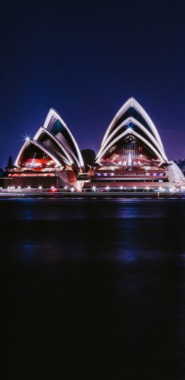 [2436x1125]地标 悉尼歌剧院 夜晚 景点 悉尼 澳大利亚 苹果手机壁纸图片