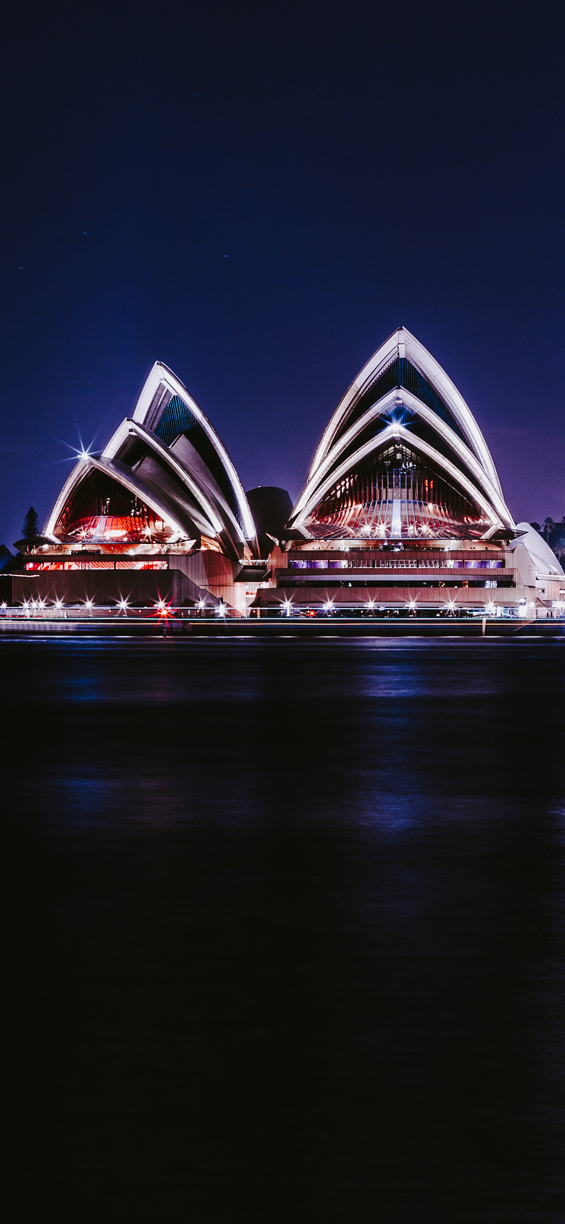[2436×1125]地标 悉尼歌剧院 夜晚 景点 悉尼 澳大利亚 苹果手机壁纸图片