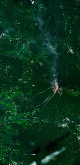 [2436x1125]地理 地貌 火山 卫星图 地质 绿色 苹果手机壁纸图片