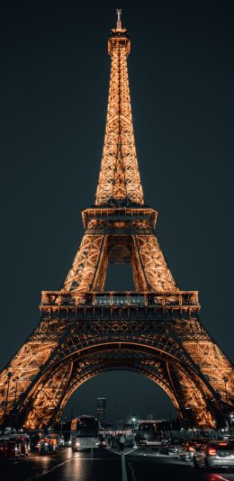 [2436x1125]埃菲尔铁塔 地标 法国 夜晚 苹果手机壁纸图片
