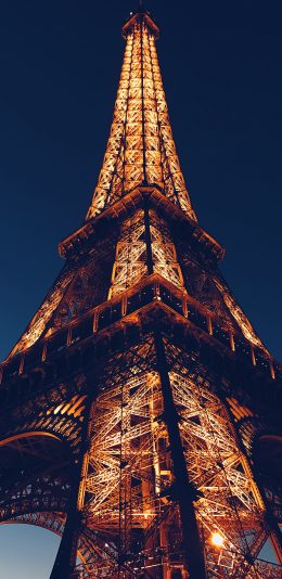 [2436x1125]埃菲尔铁塔 法国 夜晚 建筑 浪漫 苹果手机壁纸图片