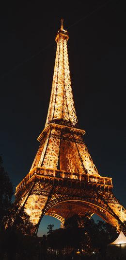 [2436x1125]埃菲尔铁塔 法国 巴黎 夜晚 灯光 苹果手机壁纸图片