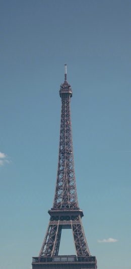 [2436x1125]埃菲尔铁塔 法国 建筑 蓝色 景点 苹果手机壁纸图片