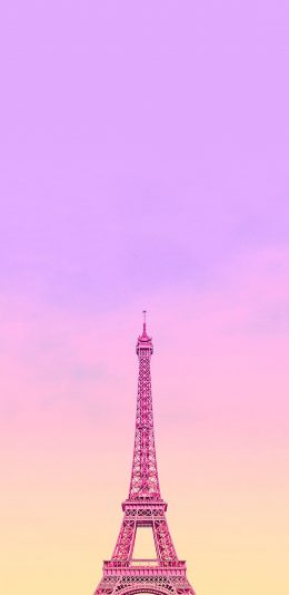 [2436x1125]埃菲尔铁塔 法国 粉色 渐变 浪漫 唯美 苹果手机壁纸图片
