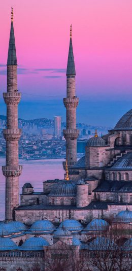 [2436x1125]城堡 建筑 傍晚 夕阳 云彩 异域 苹果手机壁纸图片