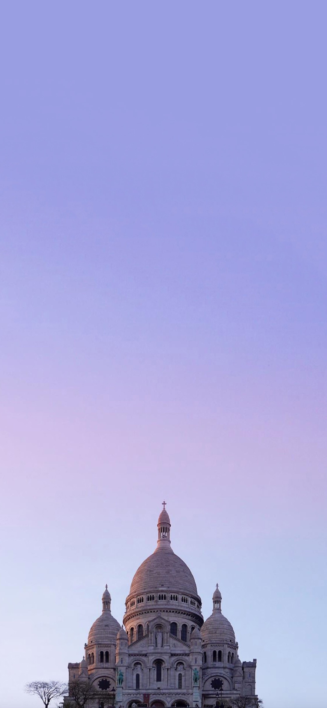 [2436×1125]城堡 建筑 屋顶 渐变 天空 苹果手机壁纸图片