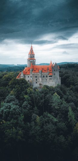 [2436x1125]城堡 建筑 山顶 欧式 苹果手机壁纸图片