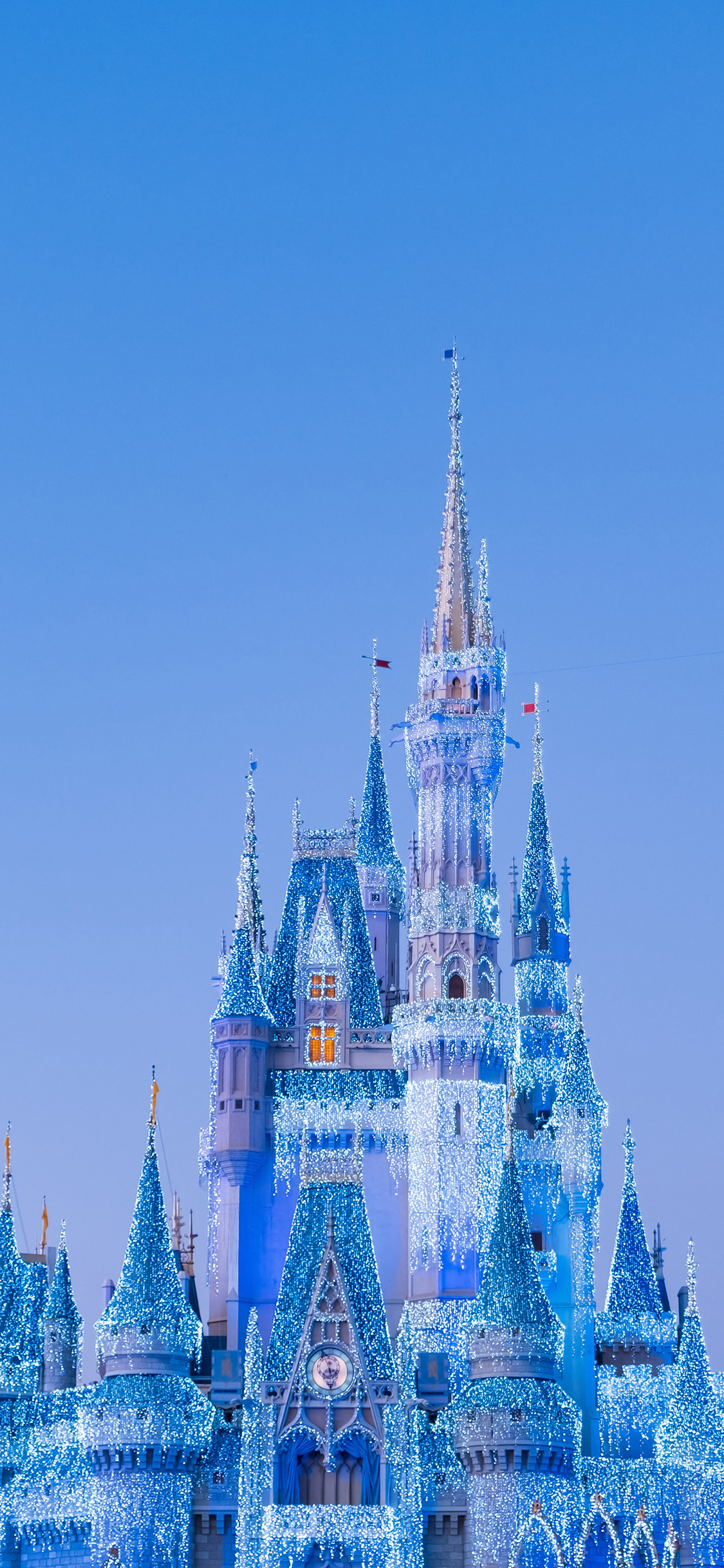 [2436×1125]城堡 迪士尼 灯光 建筑 苹果手机壁纸图片