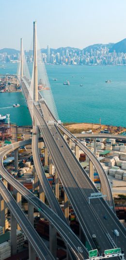 [2436x1125]城市 交通 环形立交桥 苹果手机壁纸图片