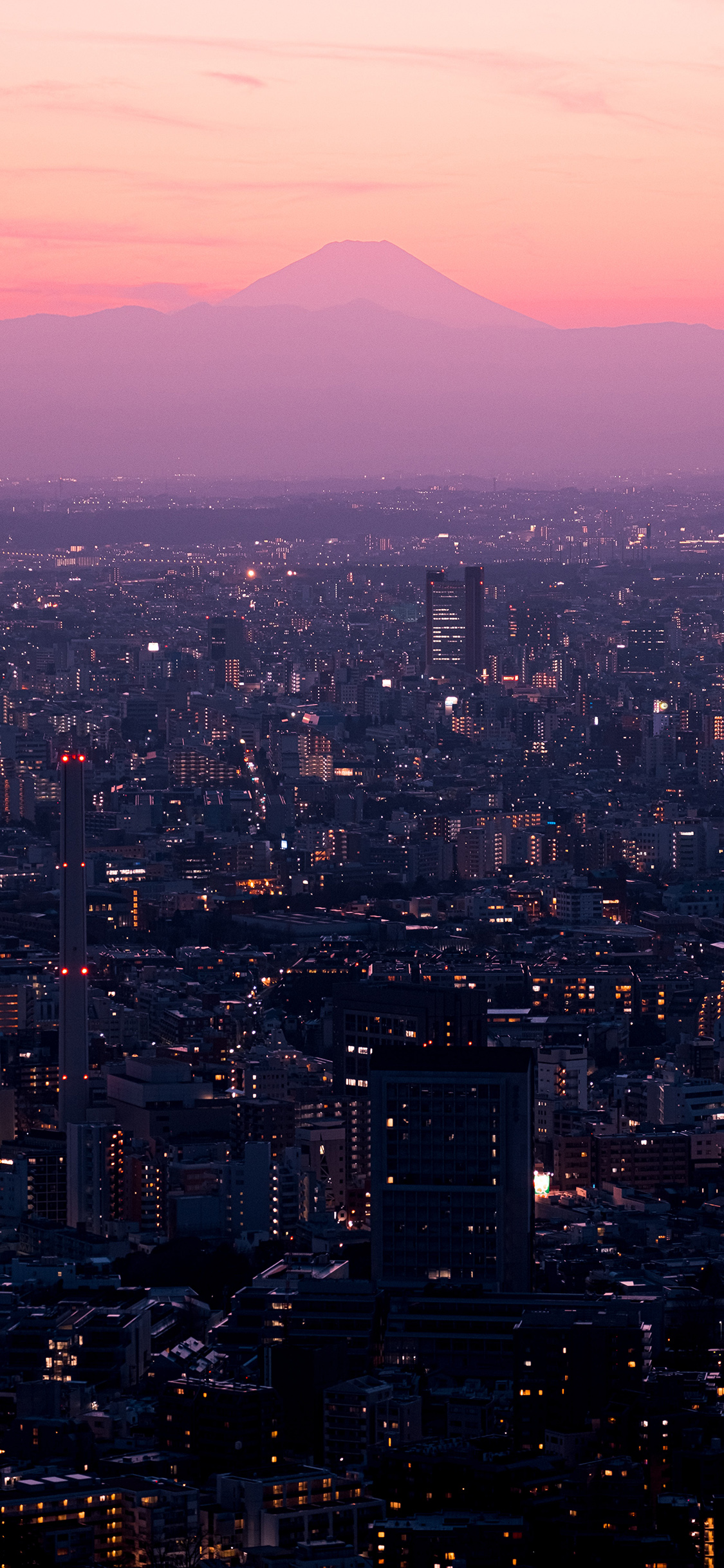 [2436×1125]城市 夜晚 城市 高楼 苹果手机壁纸图片