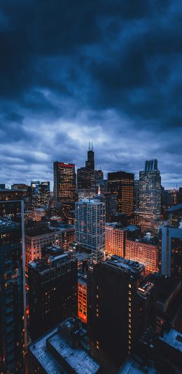 [2436x1125]城市 夜景 建筑 楼房 高楼大厦 都市 苹果手机壁纸图片