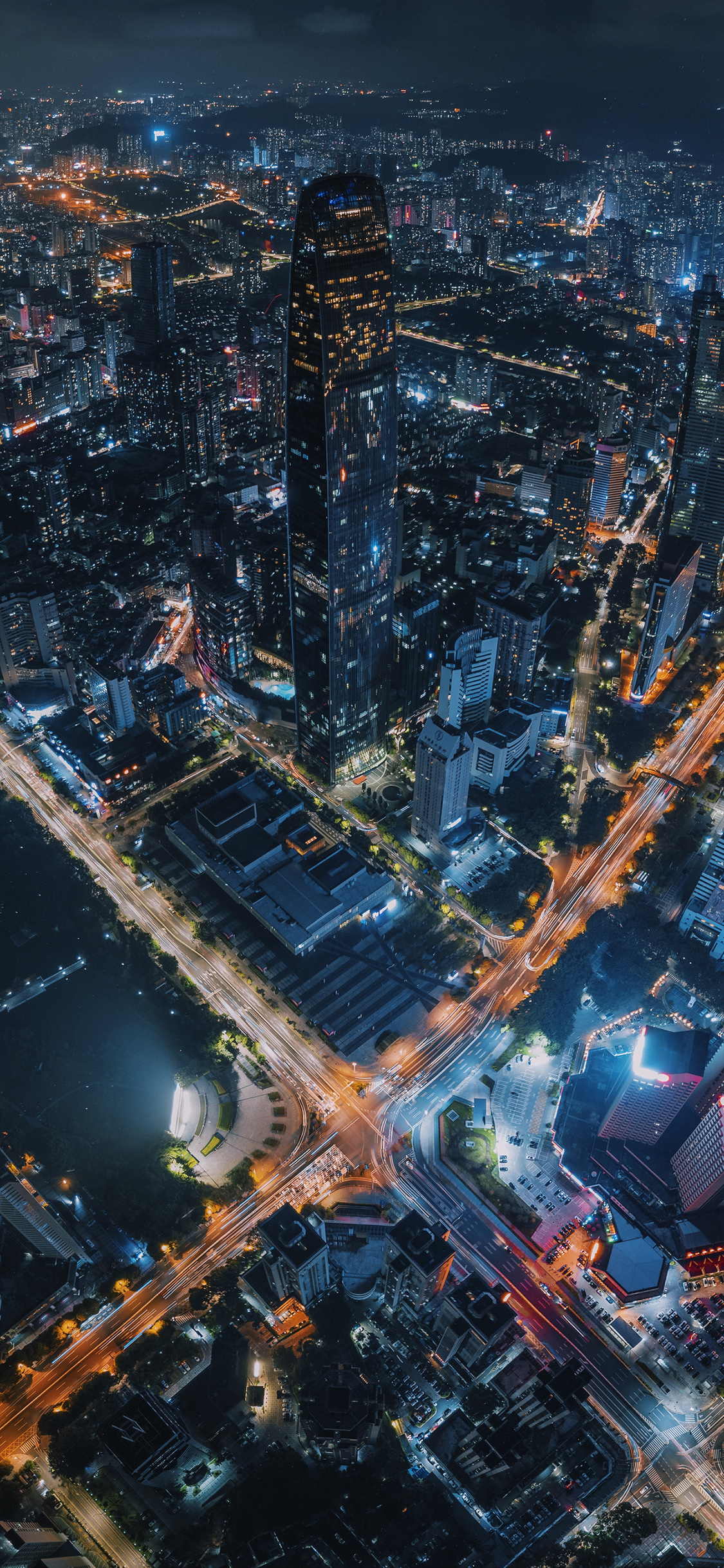 [2436×1125]城市 夜景 建筑 都市 繁华 苹果手机壁纸图片