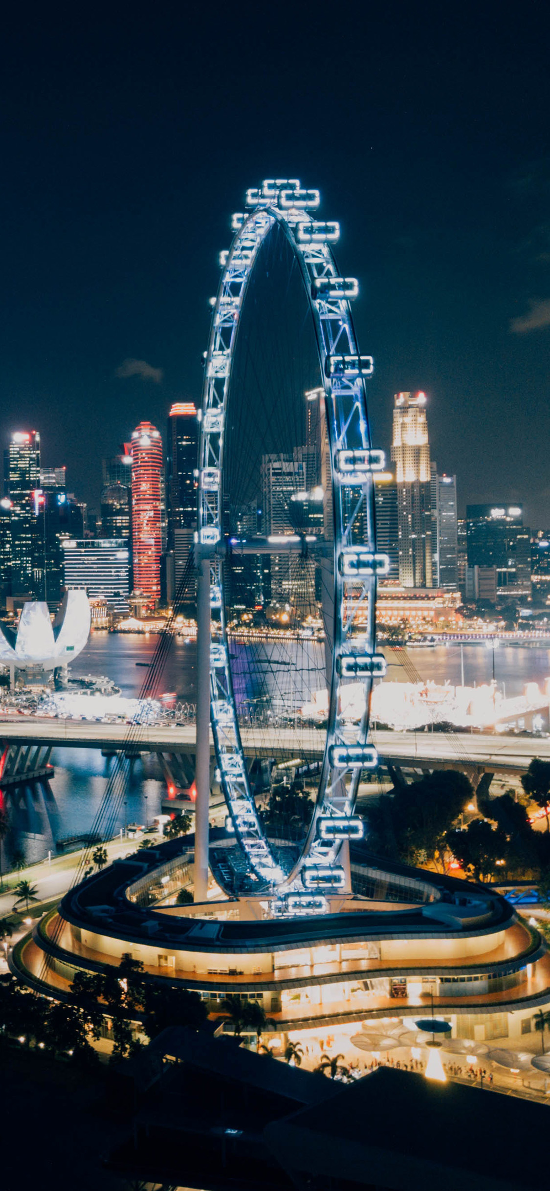 [2436×1125]城市 夜景 摩天轮 灯光 苹果手机壁纸图片