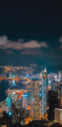 [2436x1125]城市 夜景 灯光 建筑 高楼大厦 苹果手机壁纸图片