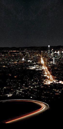 [2436x1125]城市 夜景 灯光 星空 苹果手机壁纸图片