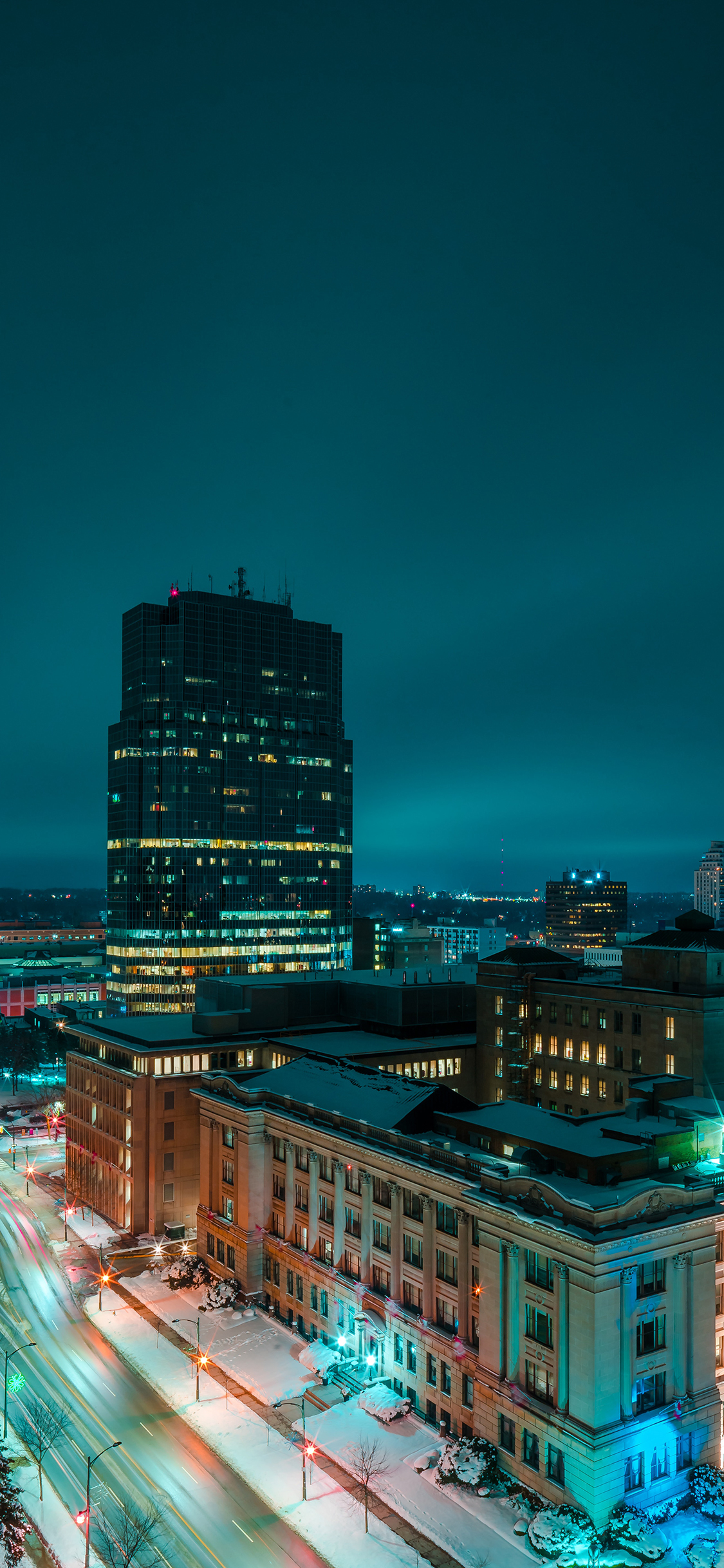 [2436×1125]城市 夜景 灯光 璀璨 苹果手机壁纸图片