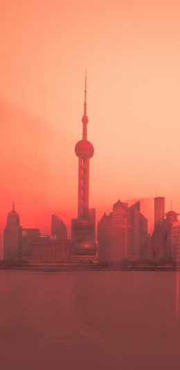 [2436x1125]城市 建筑 上海 东方明珠 苹果手机壁纸图片