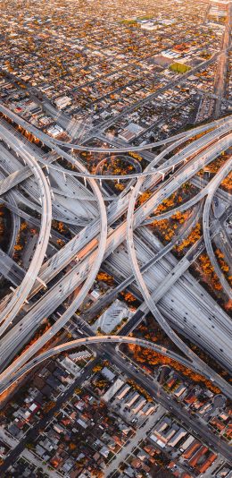[2436x1125]城市 建筑 天桥 道路 交通 苹果手机壁纸图片