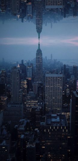 [2436x1125]城市 建筑 对称 高楼大厦 都市 苹果手机壁纸图片