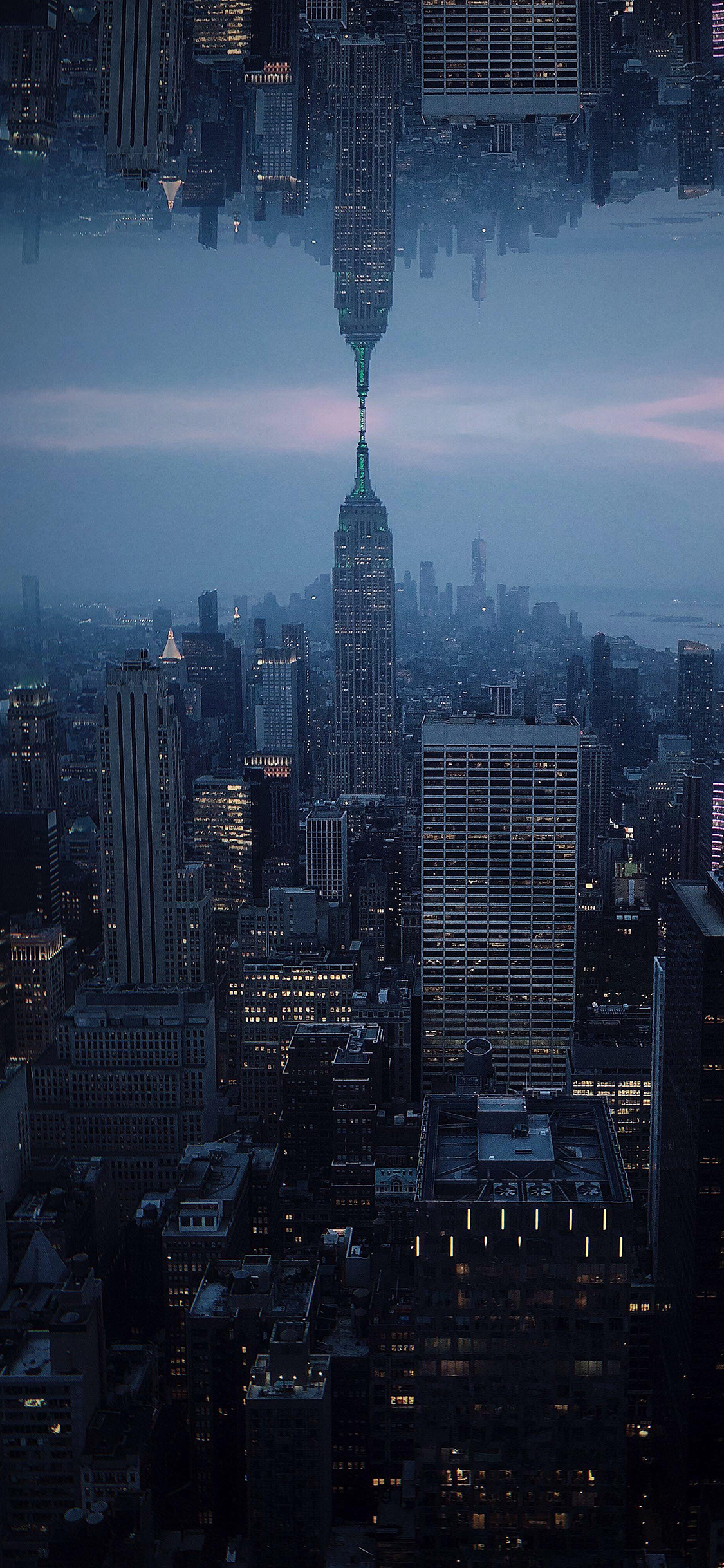 [2436×1125]城市 建筑 对称 高楼大厦 都市 苹果手机壁纸图片