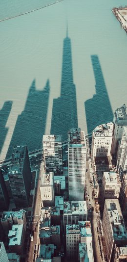 [2436x1125]城市 建筑 楼房 影子 苹果手机壁纸图片