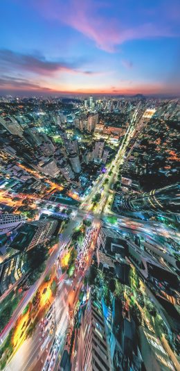 [2436x1125]城市 建筑 灯光 夜景 苹果手机壁纸图片