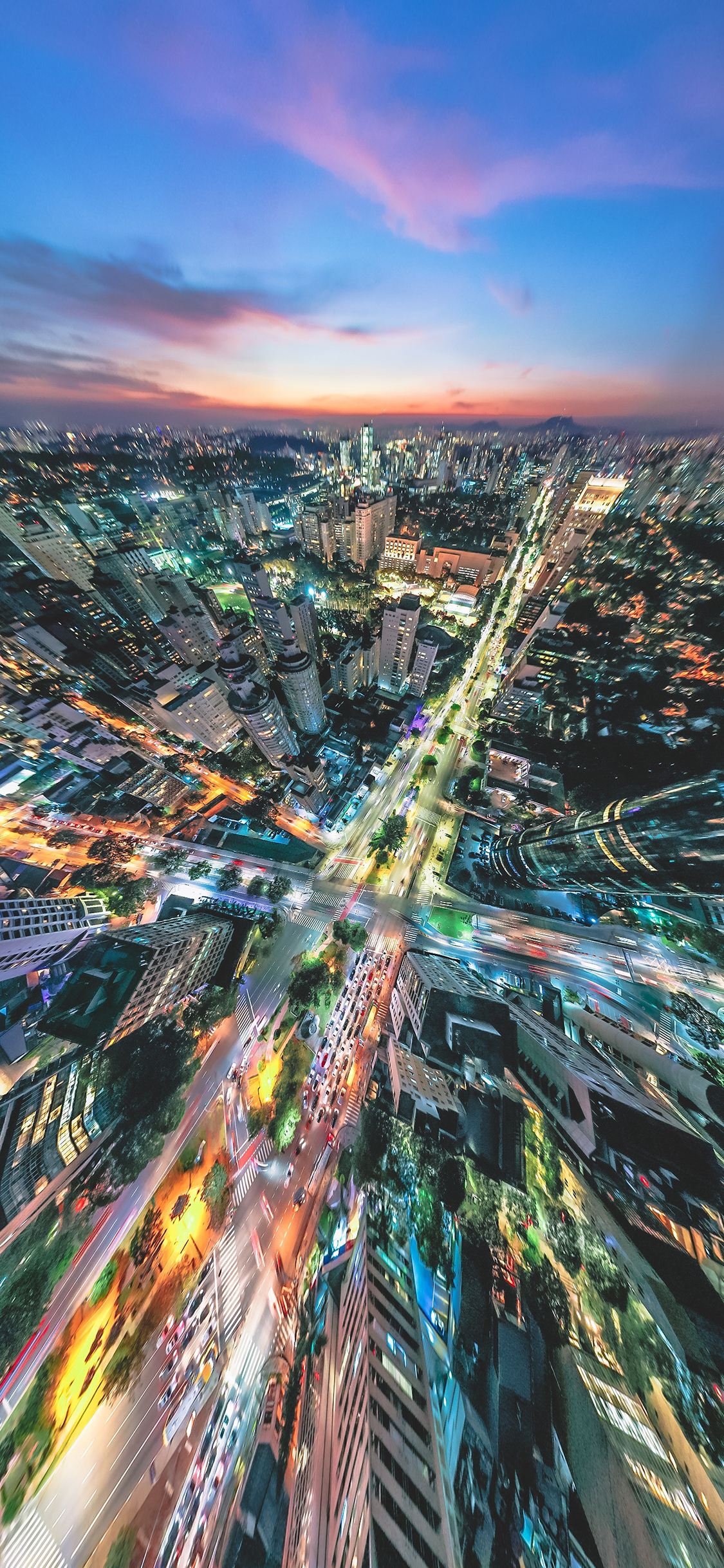 [2436×1125]城市 建筑 灯光 夜景 苹果手机壁纸图片