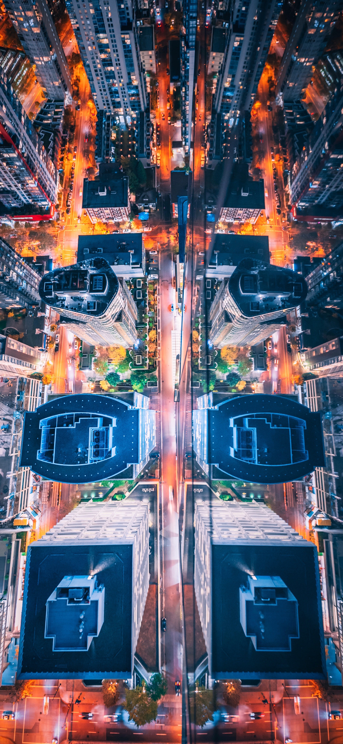 [2436×1125]城市 建筑 都市 夜晚 繁华 苹果手机壁纸图片