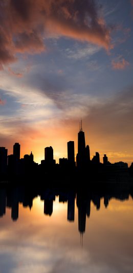 [2436x1125]城市 建筑 风光 倒映 苹果手机壁纸图片