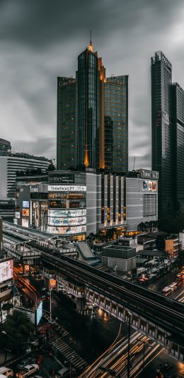 [2436x1125]城市 建筑 马路 交通 苹果手机壁纸图片