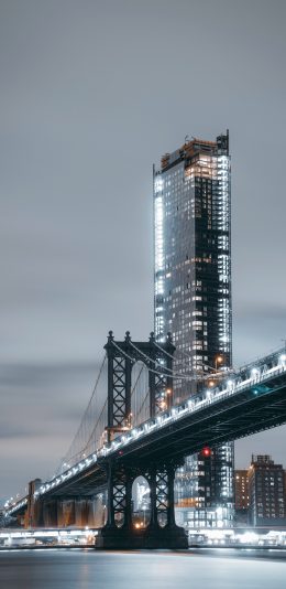 [2436x1125]城市 建筑 高楼 桥梁 灯光 苹果手机壁纸图片