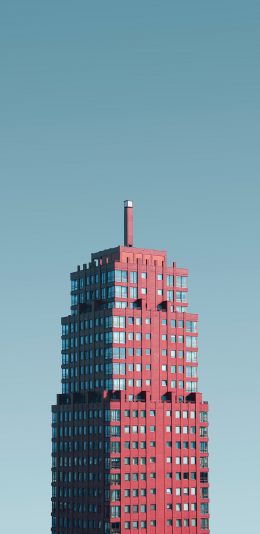 [2436x1125]城市 建筑 高楼 红色 方正 苹果手机壁纸图片