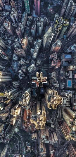 [2436x1125]城市 建筑 高楼 航拍 苹果手机壁纸图片