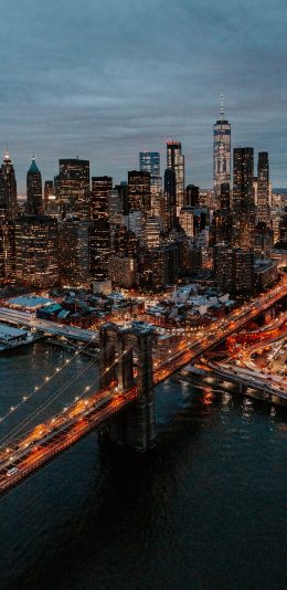 [2436x1125]城市 建筑 高楼大厦 桥梁 灯光 夜景 苹果手机壁纸图片