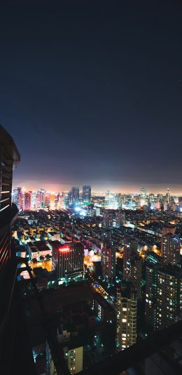 [2436x1125]城市 建筑 高楼大厦 灯光 苹果手机壁纸图片